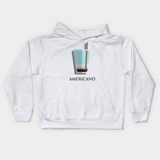 Iced Cold Americano coffee front view in flat design style Kids Hoodie